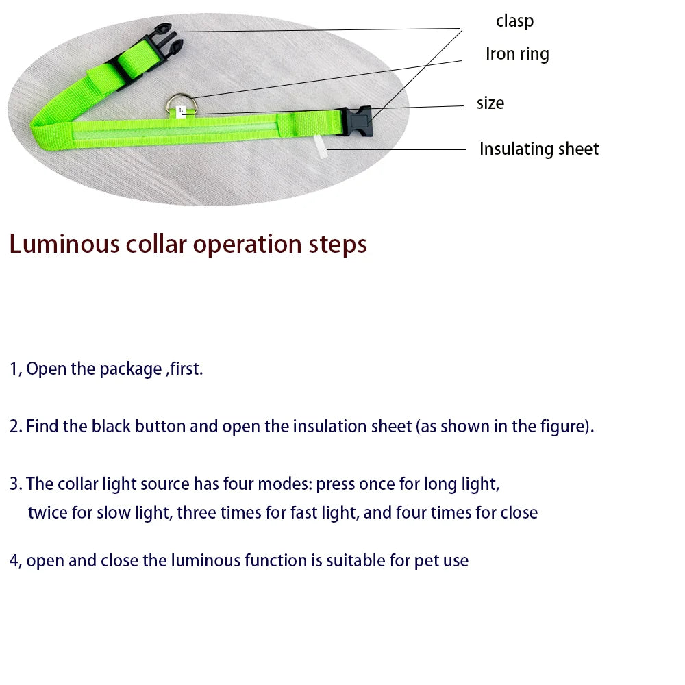 LED Glow-in-the-Dark Dog Collar — Rechargeable